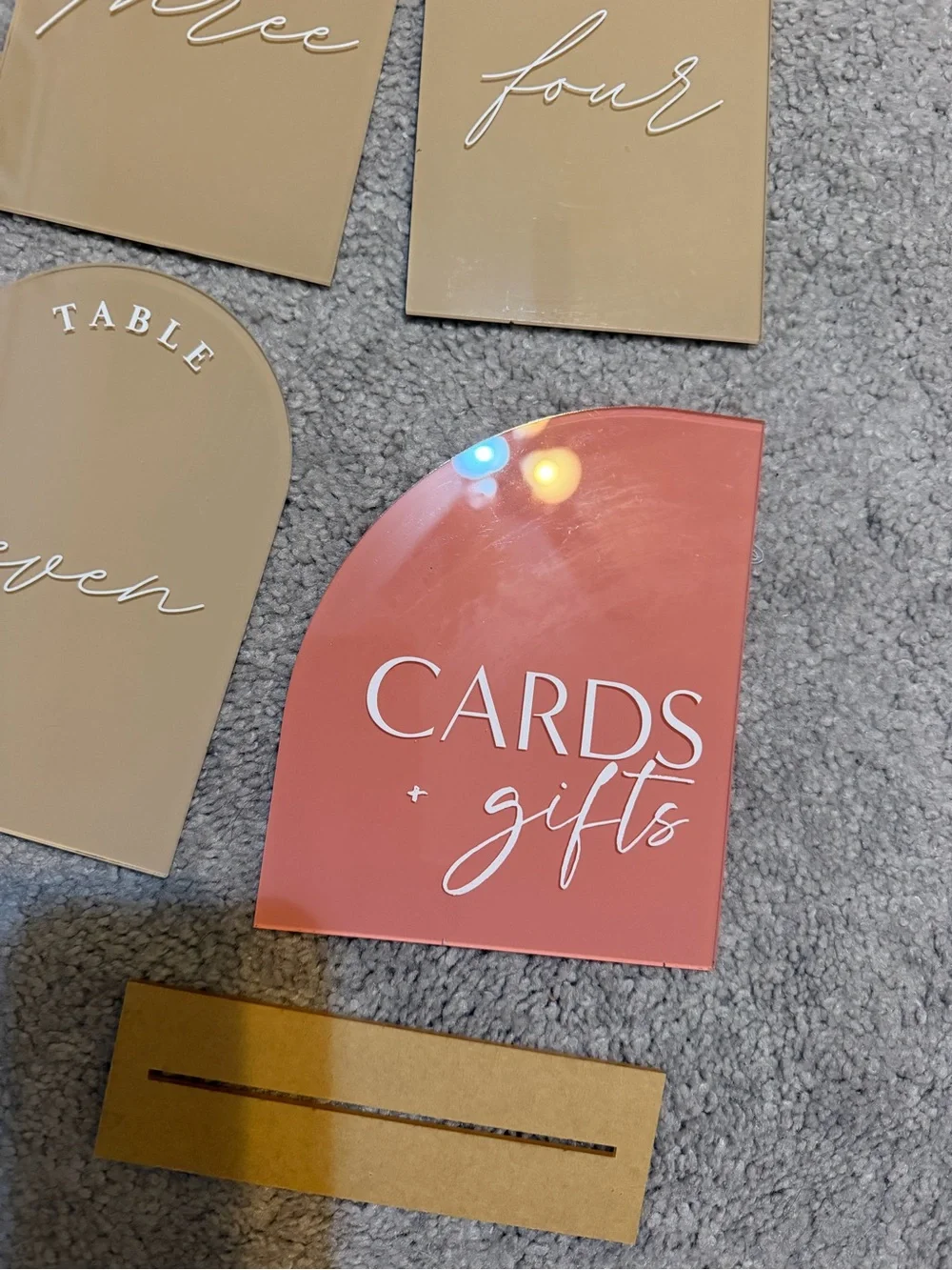 Nude Acrylic Table Number Set & Coral Cards Holder
